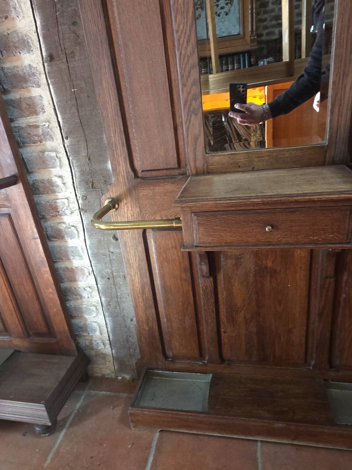 Vestiaire porte manteau ancien en chêne massif