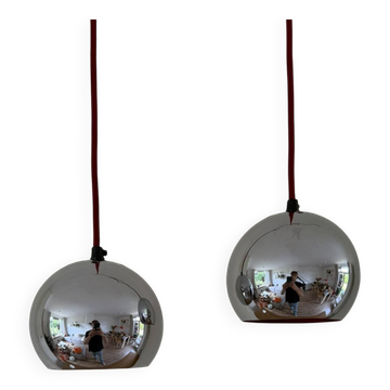 Set of 2 Vintage Topan style pendants - Danish design lamps - Space age sty