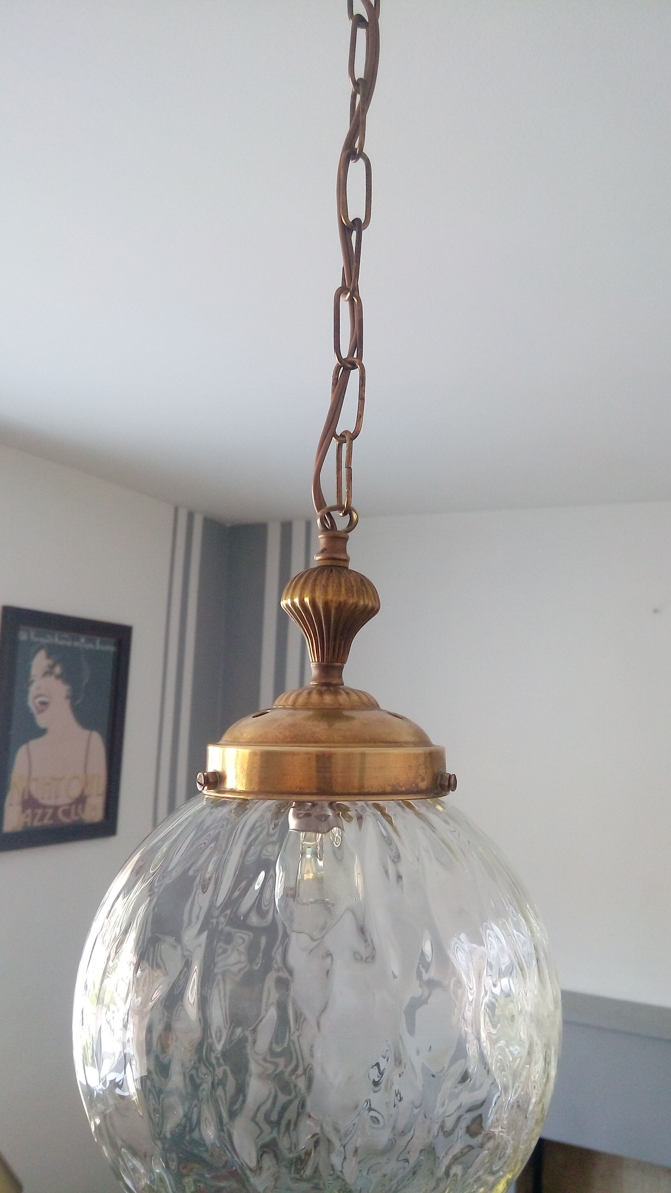 Oldhangingentry - brass & glass - 50s ball Lantern