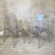 Pair of transparent polycarbonate chairs