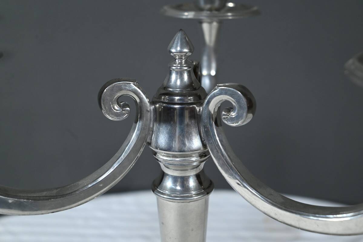Pair of “Le Lingot” Candelabra in Pewter – Mid 20th Century
