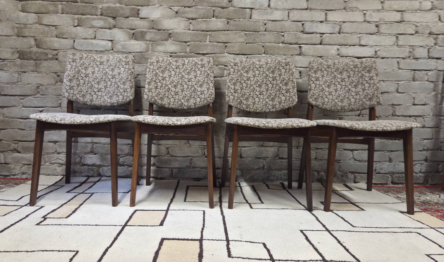 Set of 4 vintage Scandinavian teak chairs from the 1960s.