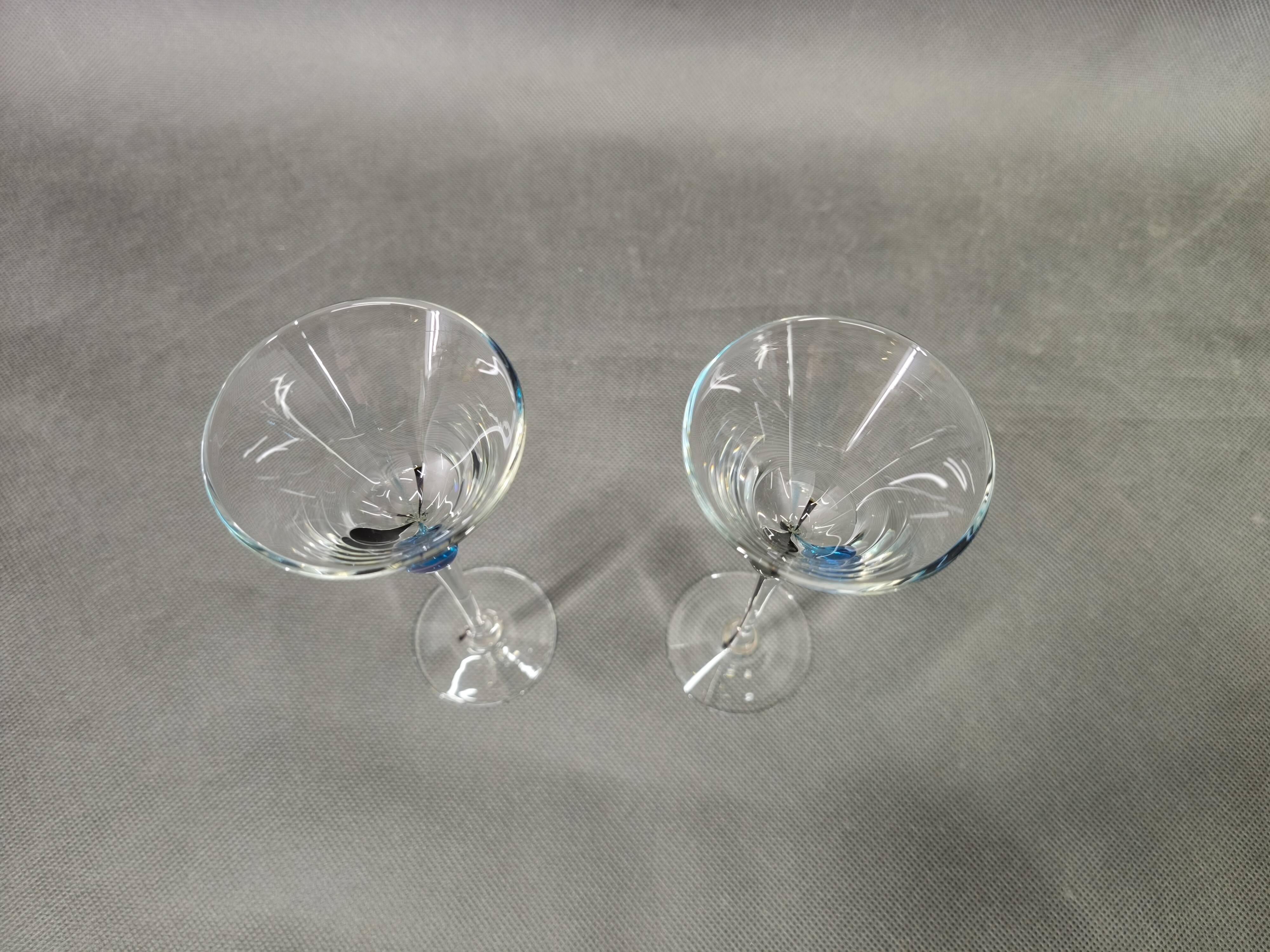 Hand-blown crystal carafe Bohemian Crystalex and a set of six glasses, 1990s.