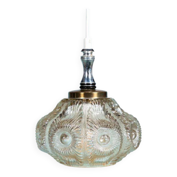 Vintage design suspension suédoise en verre des années 60, verre travaillé