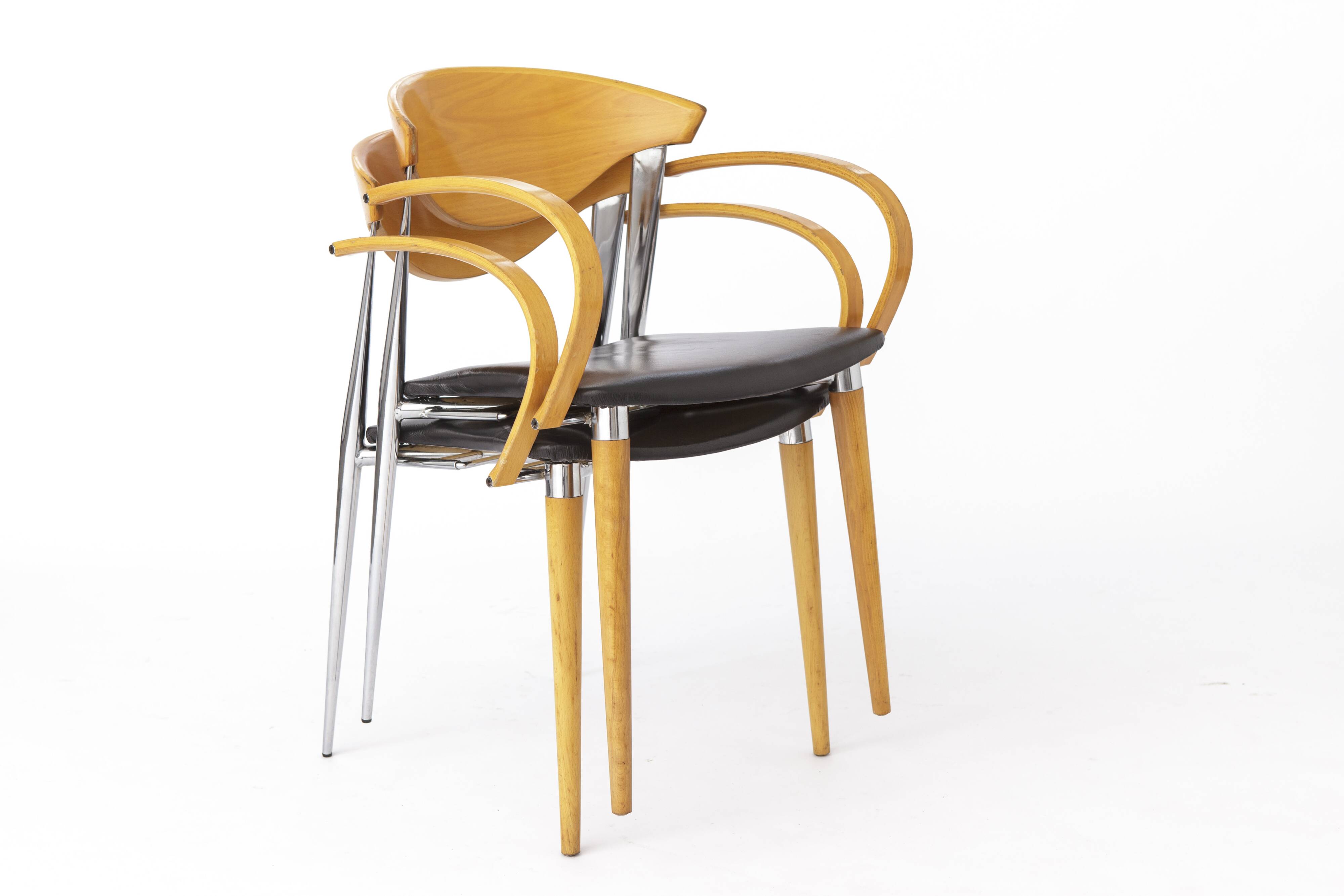 4 Chaises Vintage 1980, par Capdell, Espagne, Modèle : Paco, Empilables