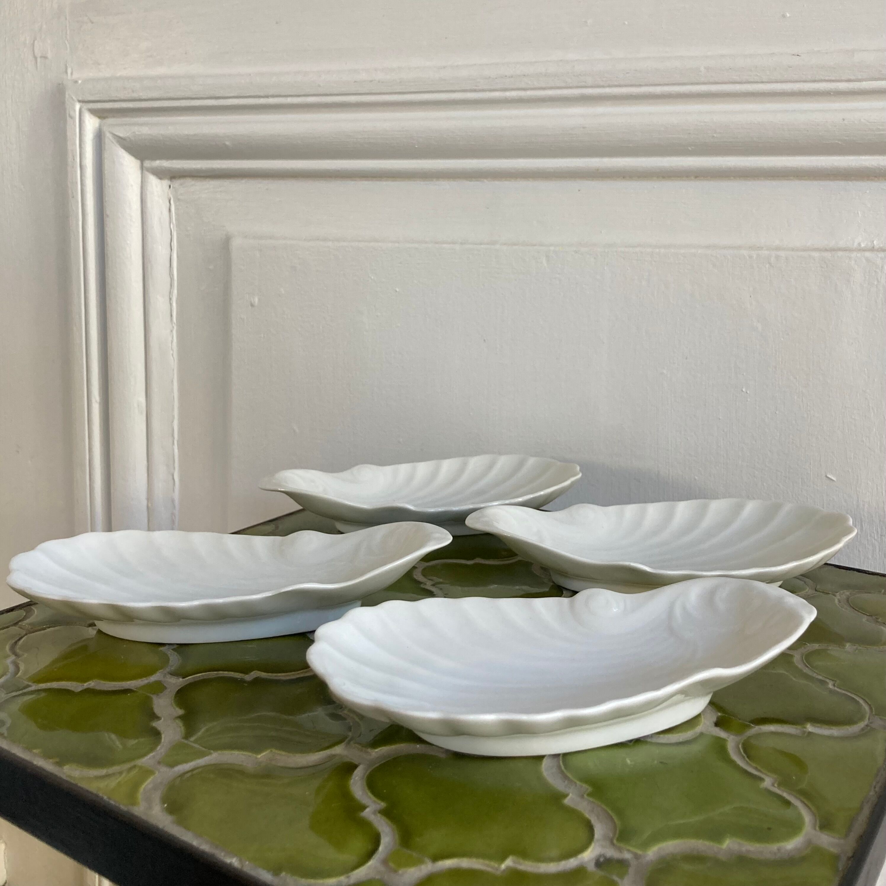 Antique porcelain cups scallops
