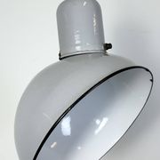 Lampe à suspension industrielle en émail gris, années 1960