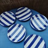 Assiettes à dessert rayures bleues