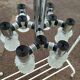 Vintage ceiling light in chrome-plated and cut glass, Targetti 1970 chandelier