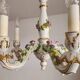 Handgeformt vergoldet vintage Porzellan Kronleuchter Capodimonte 1960er