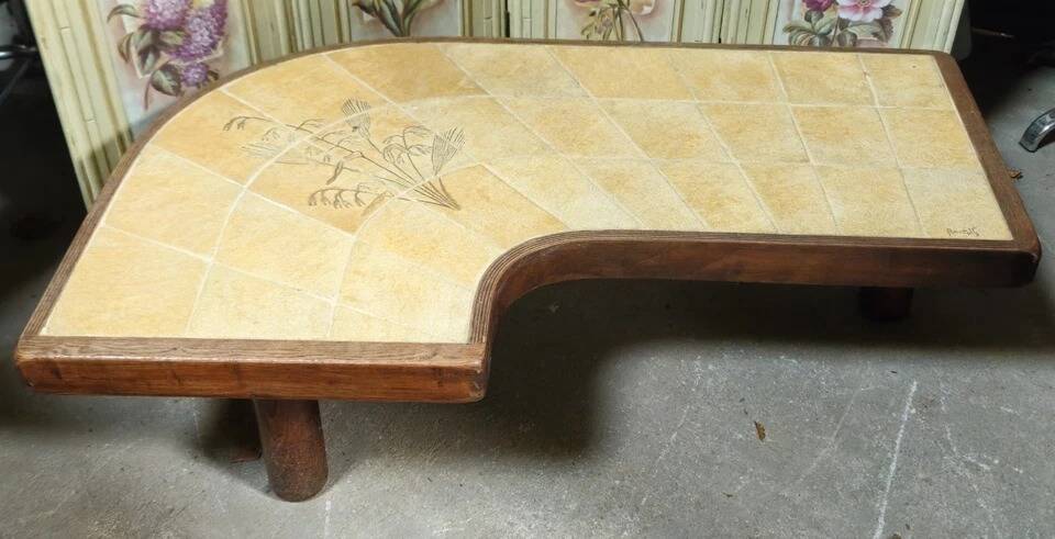 Biomorphic ceramic coffee table – signed Barrois – 1950s/60s