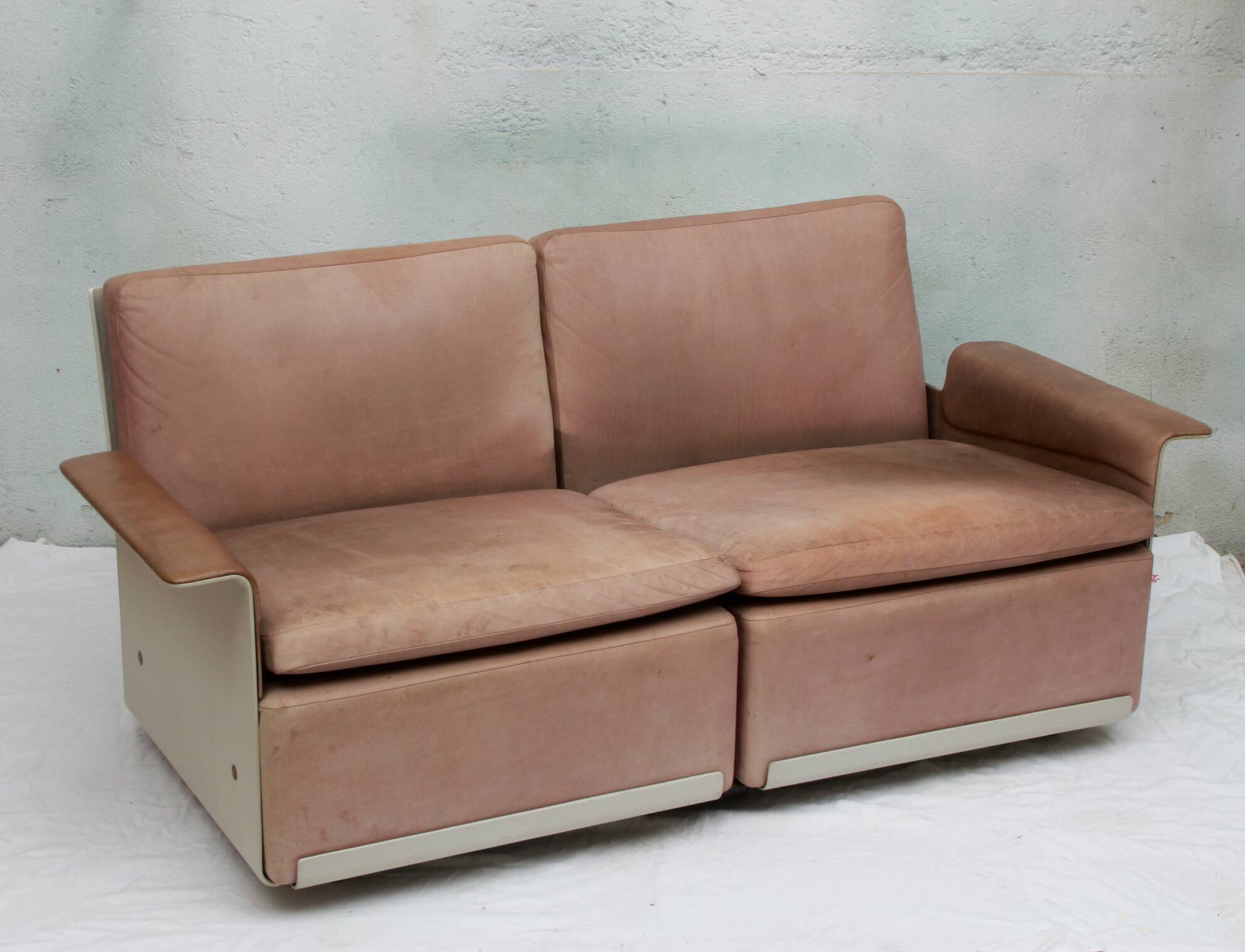 1960s sofa 2-Seater leather, Dieter Rams, Serie 620