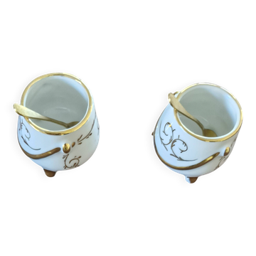 Paire de salerons vintage en porcelaine f