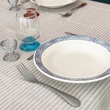 Set of 6 vintage blue and white speckled soup plates