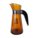 Pitcher blown amber glass and bakelite and aluminum handle and set of stainless