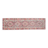 1970s Vintage Turkish Handmade Wool & Cotton Pink Runner Rug