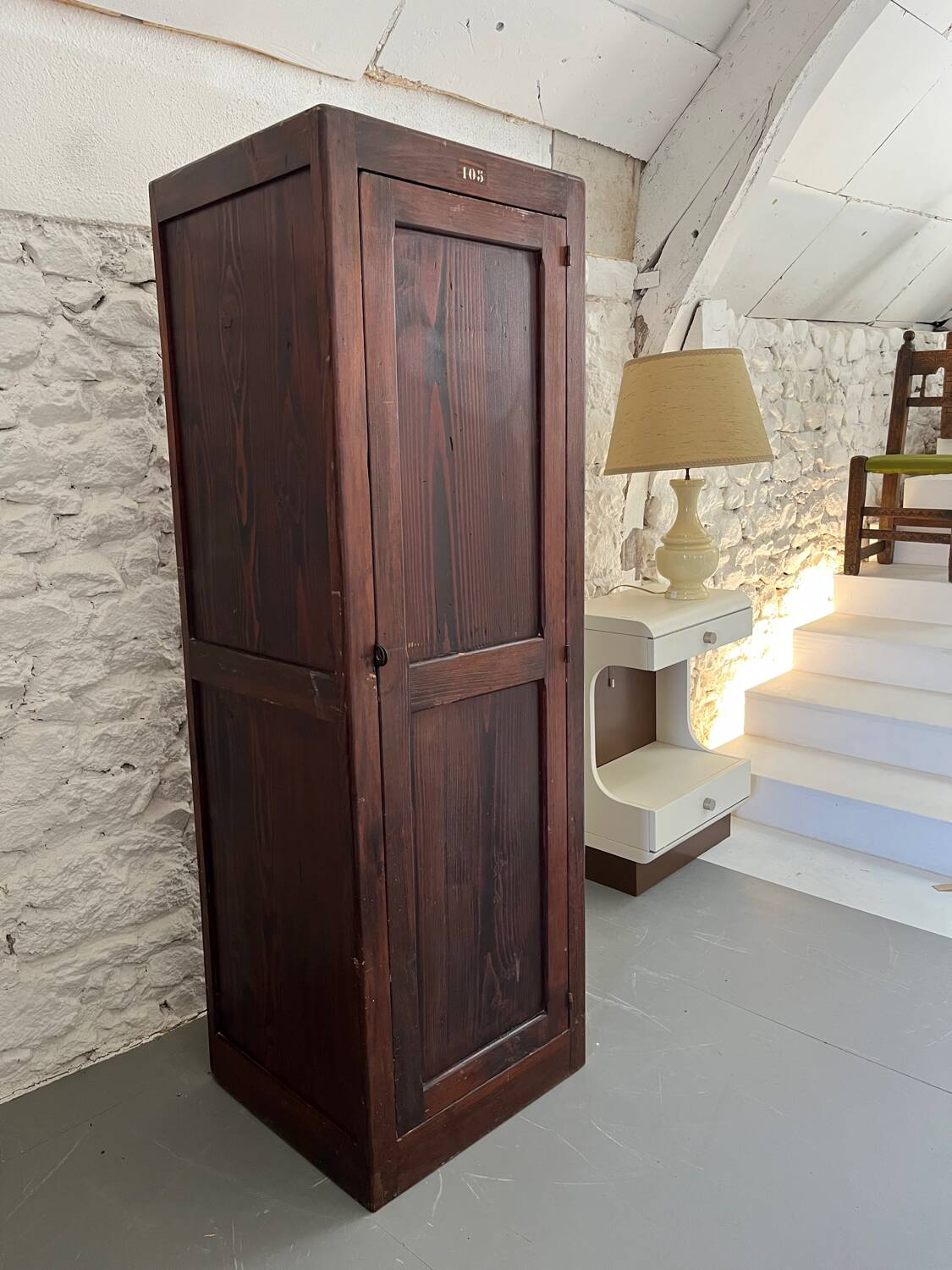Old wooden school locker room