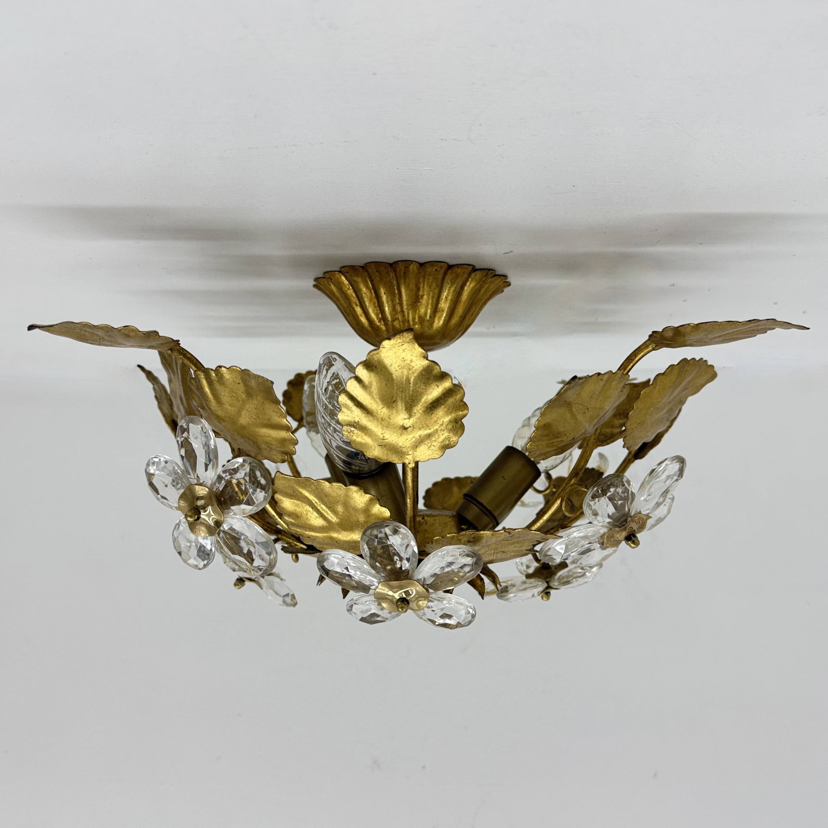 Mid-century design banci style ceiling lamp crystal flower , 1970sMid-centu