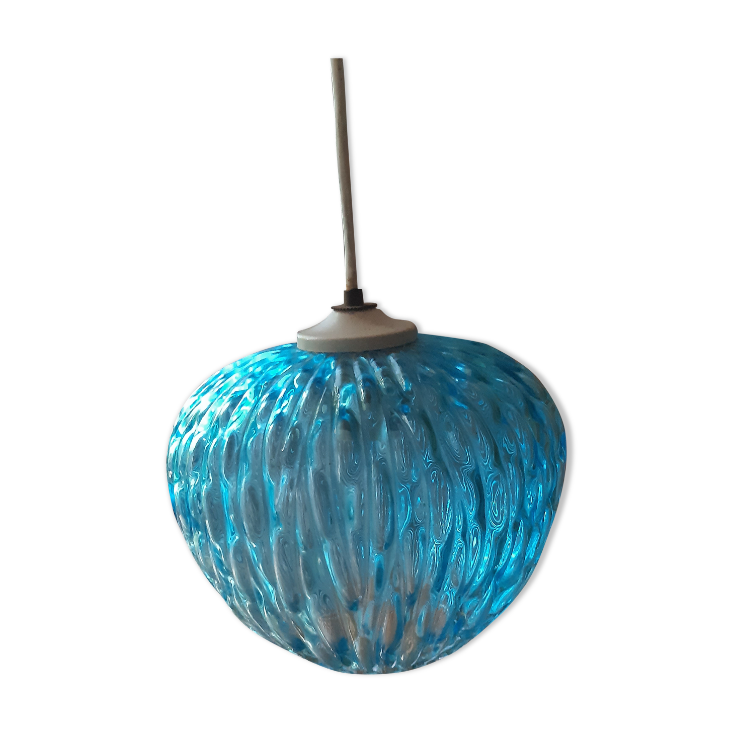 Suspension in blue glass, chiseled