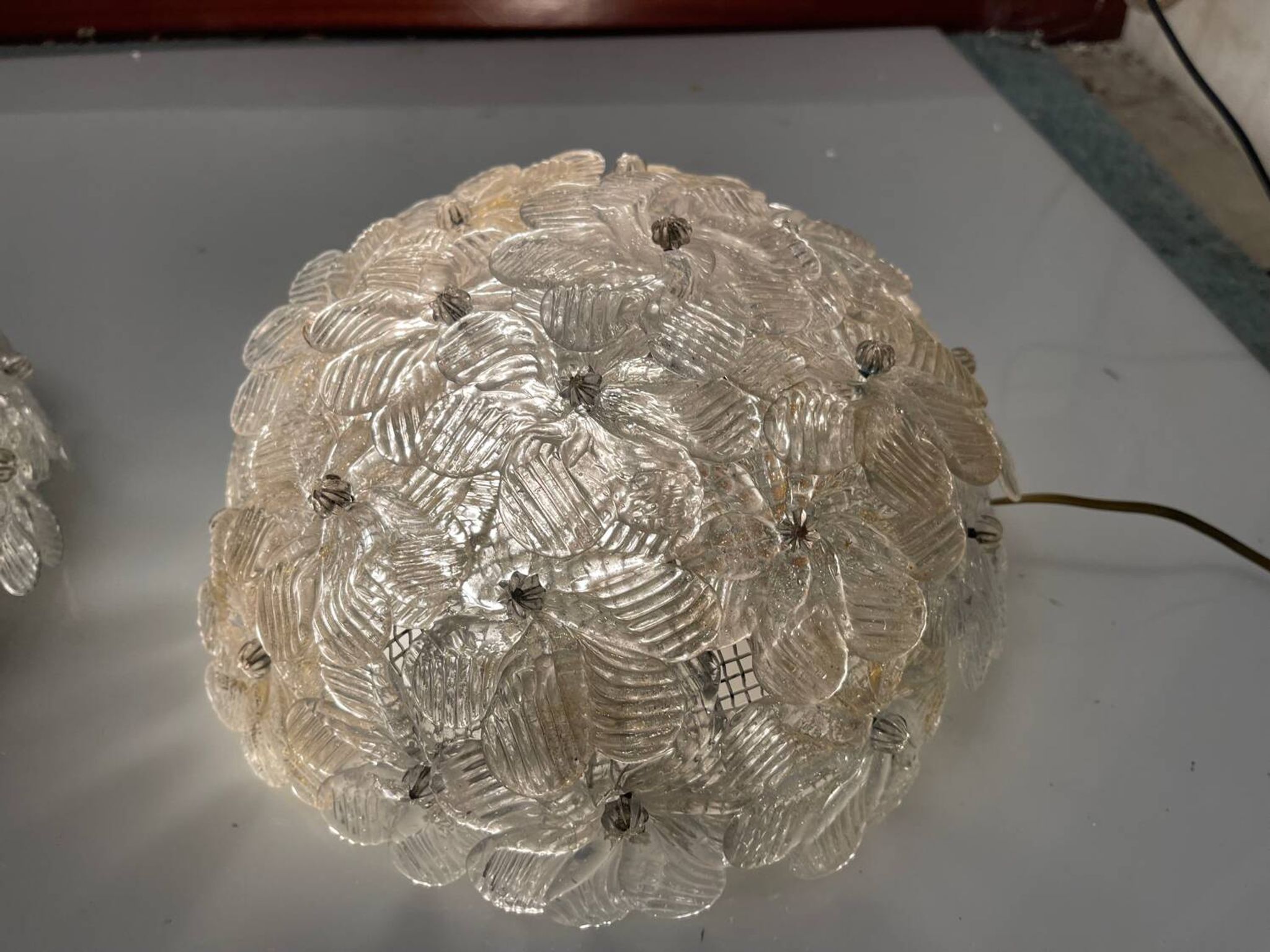 Lot de 2 appliques/plafonniers en verre de Murano par Seguso années 1960