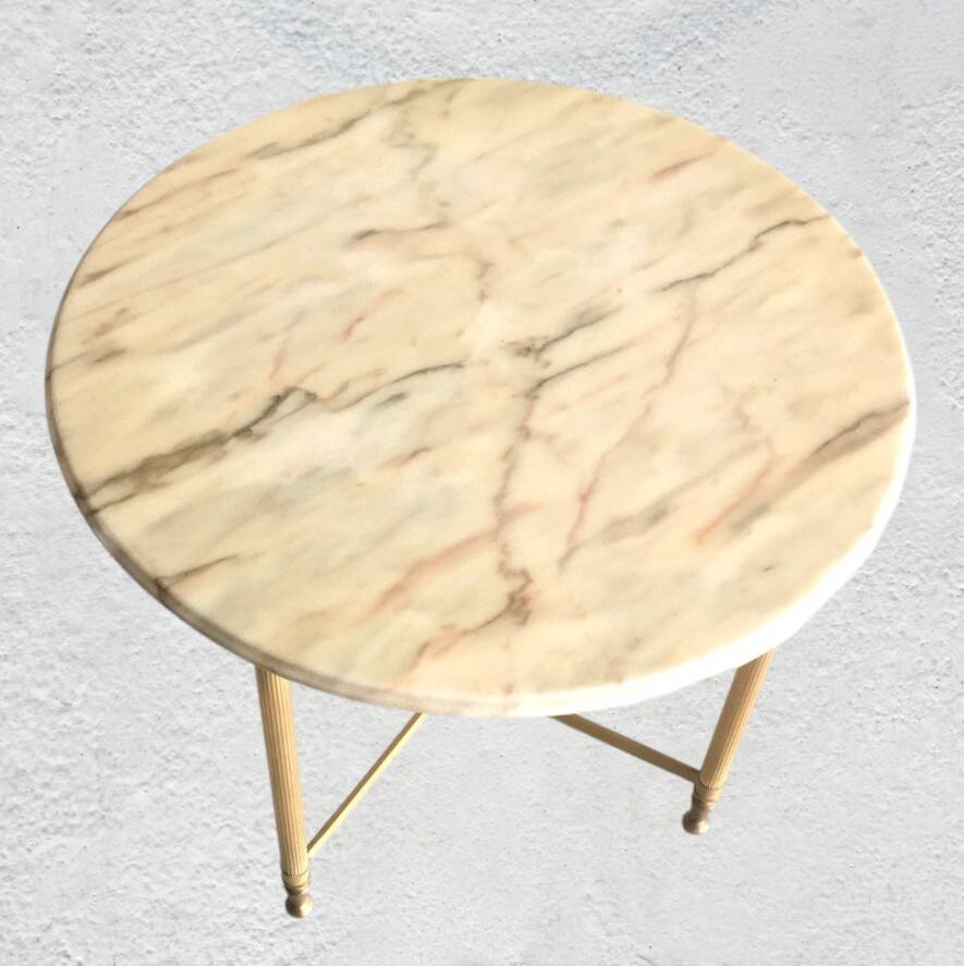 Round marble and gold metal coffee table 1960-70