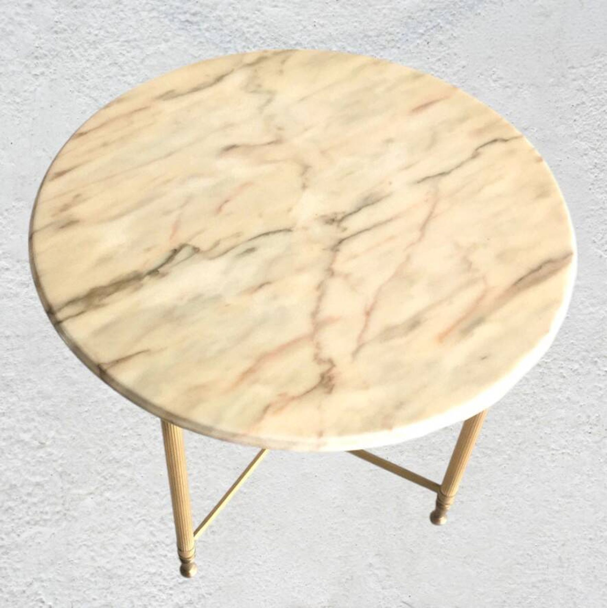 Table basse ronde marbre et métal doré 1960-70