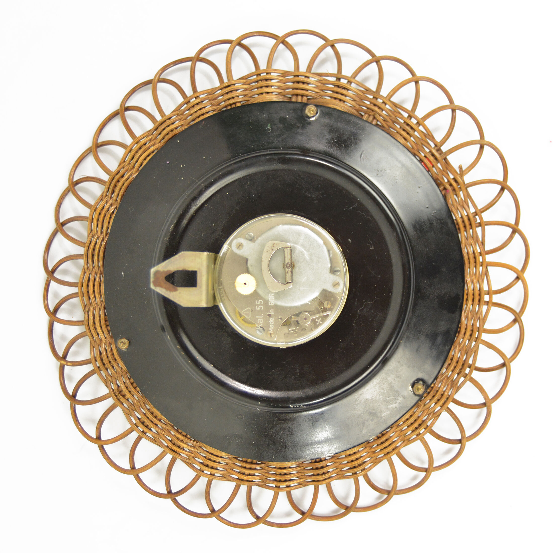 1960s Wicker wall clock UPG Halle, Germany