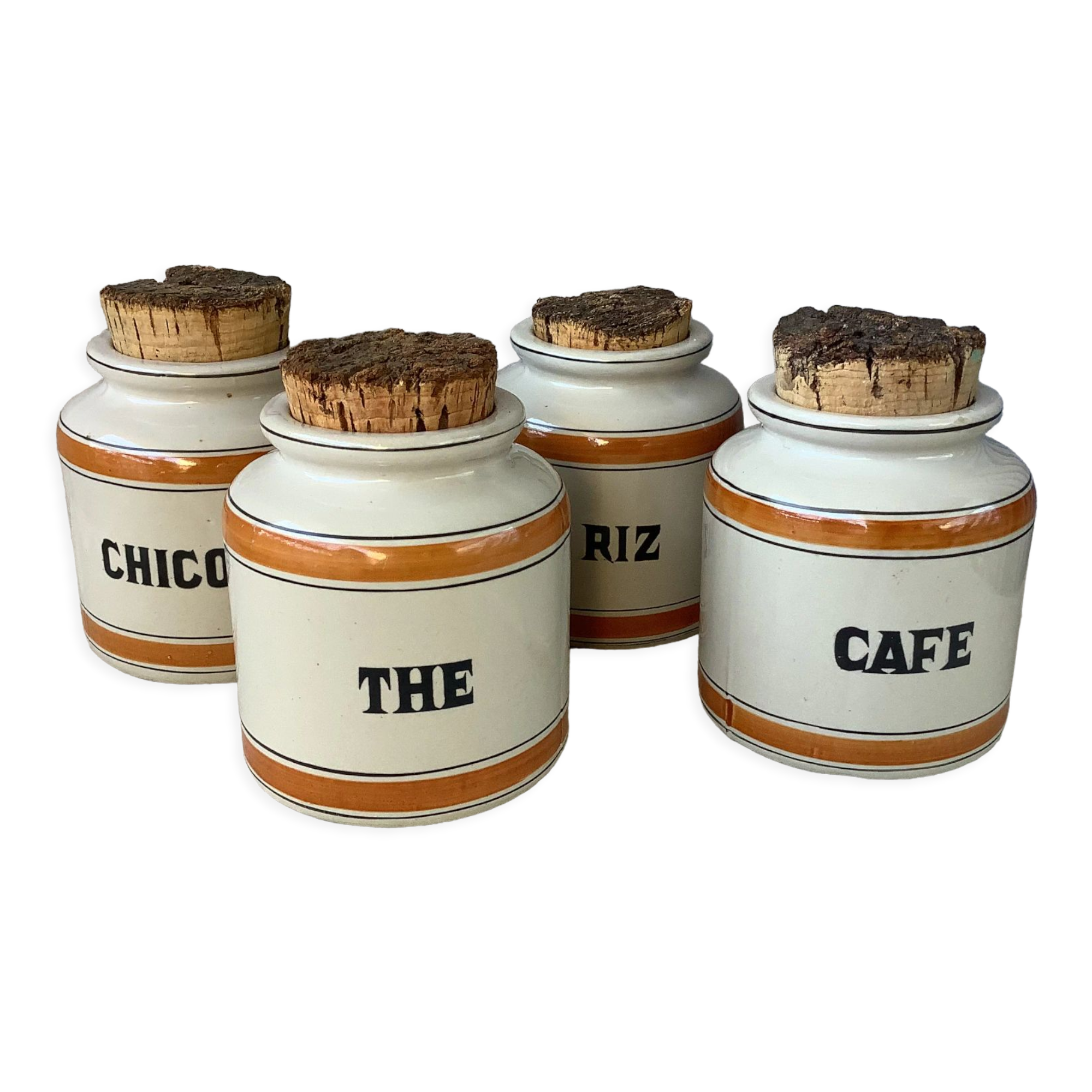 Stoneware pots LML Limoges shabby chic