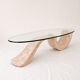Sculptural coffee table in pink marble and glass, 1970s-80s.
