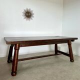 Old brutalist farm table designed by George Robert in pine from the 70s