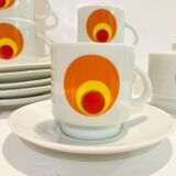 Set 6 cups patterned circles of the 70s Amap Italy- vintage-retro-pop-kitchen