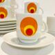 Set 6 cups patterned circles of the 70s Amap Italy- vintage-retro-pop-kitchen