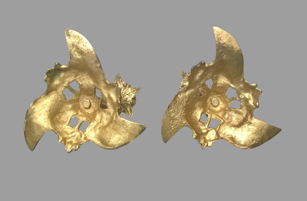 Pair of Art Deco candlesticks vine leaves and grape clusters - Bronze