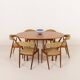Italian mid-century round extension teak table with brass details, 1960s