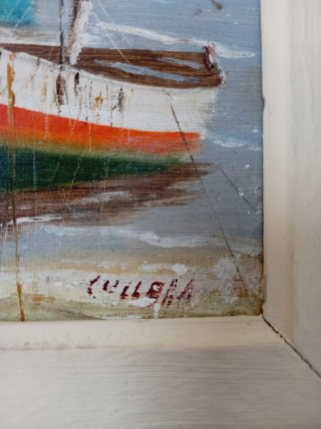 Signed painting house by the sea -oil on canvas