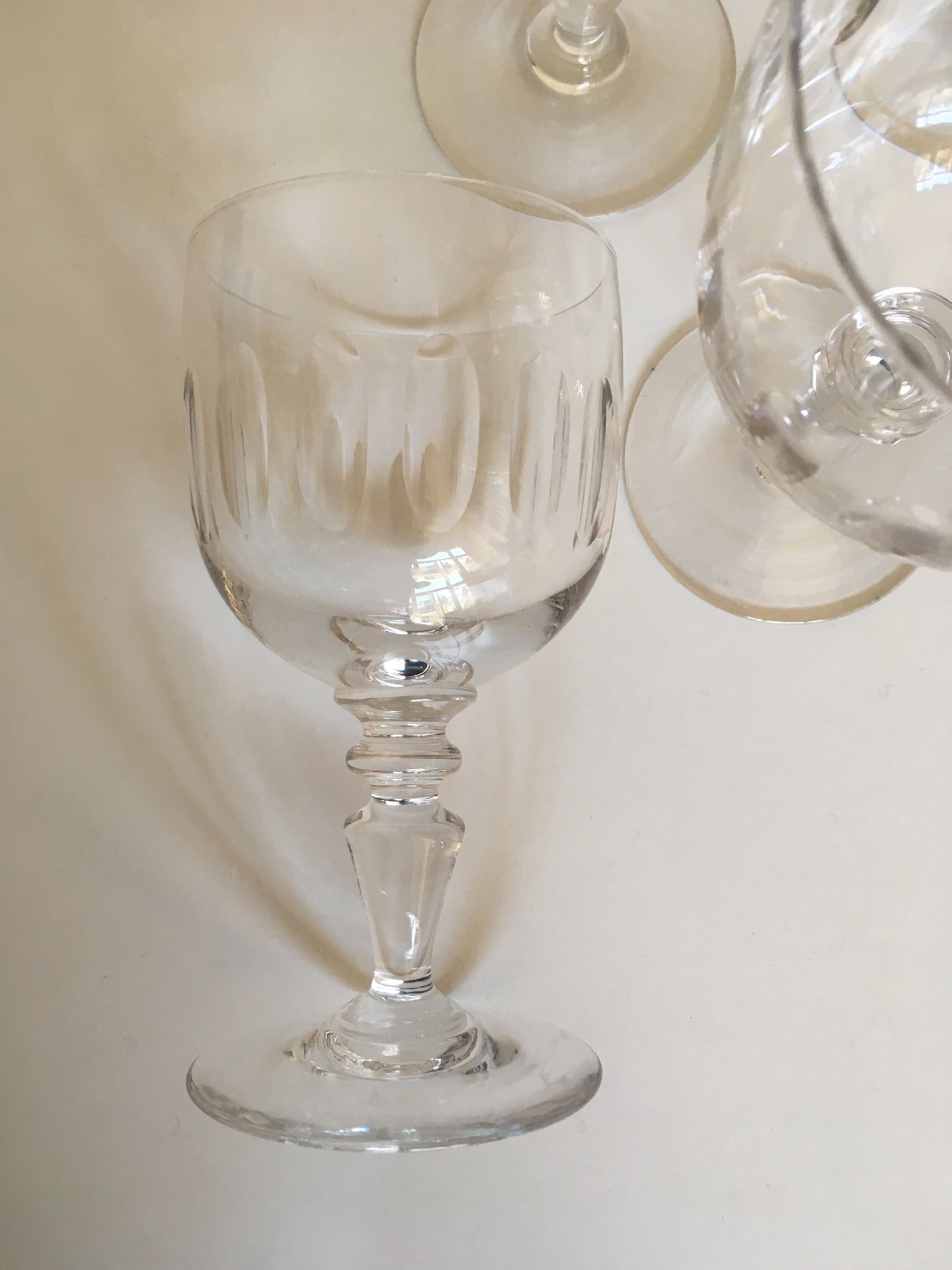 set of 8 19th crystal glasses ringing faceted