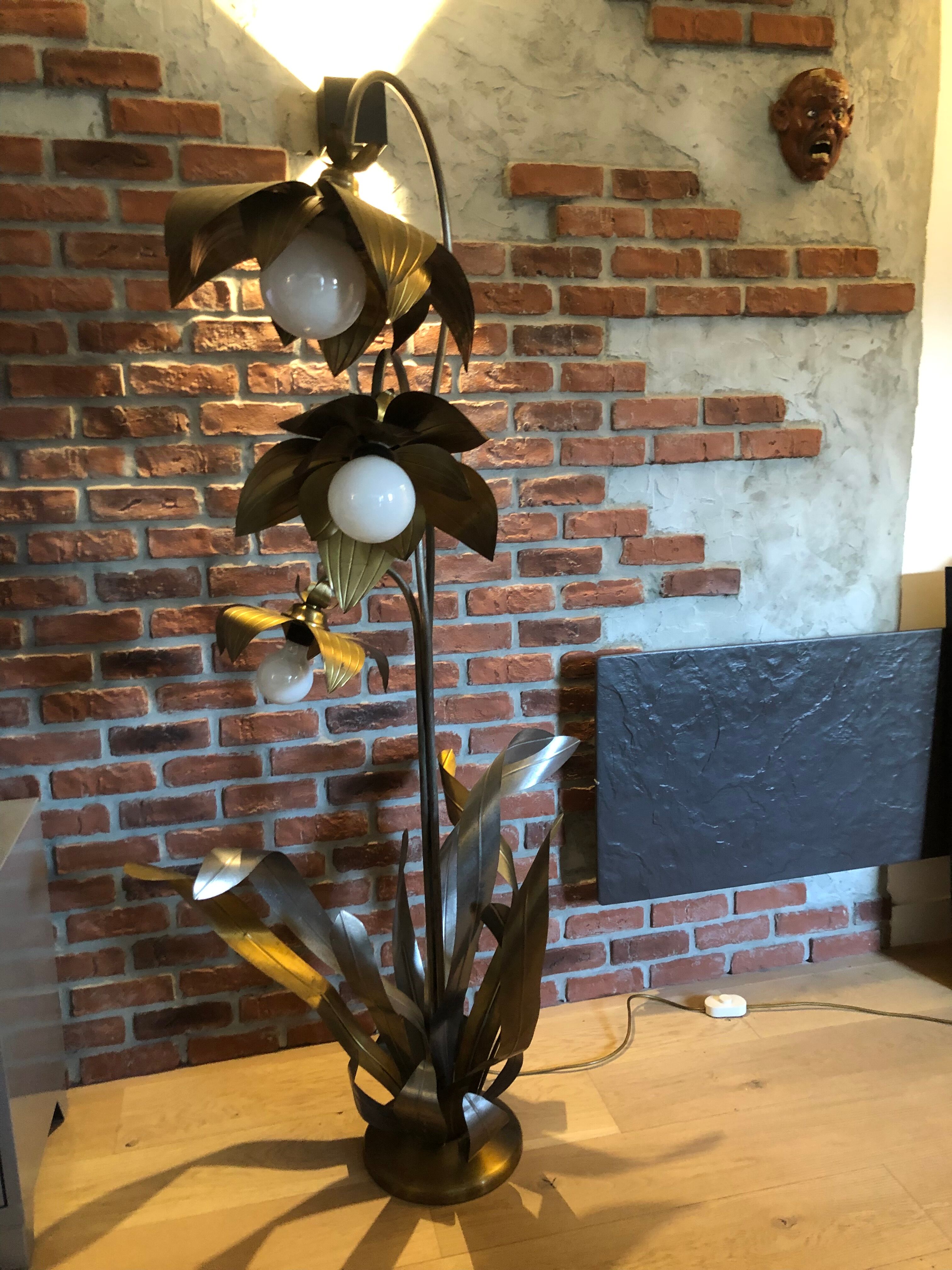 Lampadaire fleurs et plante lampe de plancher de fleur - design années 70