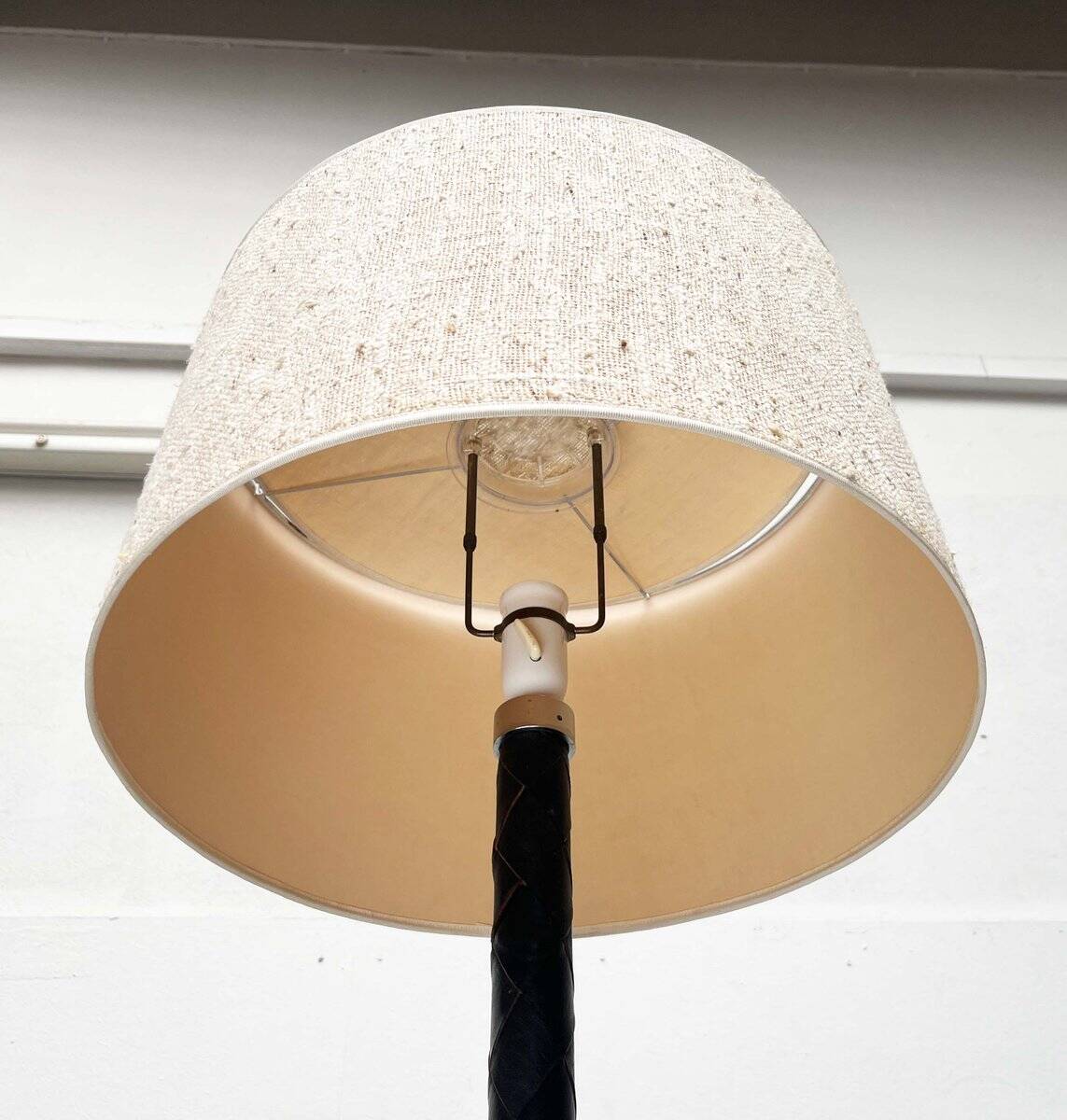Leather floor lamp Model Flet modern Danish mid-century by Jo Hammerborg for Fog & Mørup, 1960s