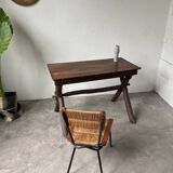 Solid walnut desk, folk art, Savoy, circa 1900