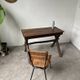 Solid walnut desk, folk art, Savoy, circa 1900
