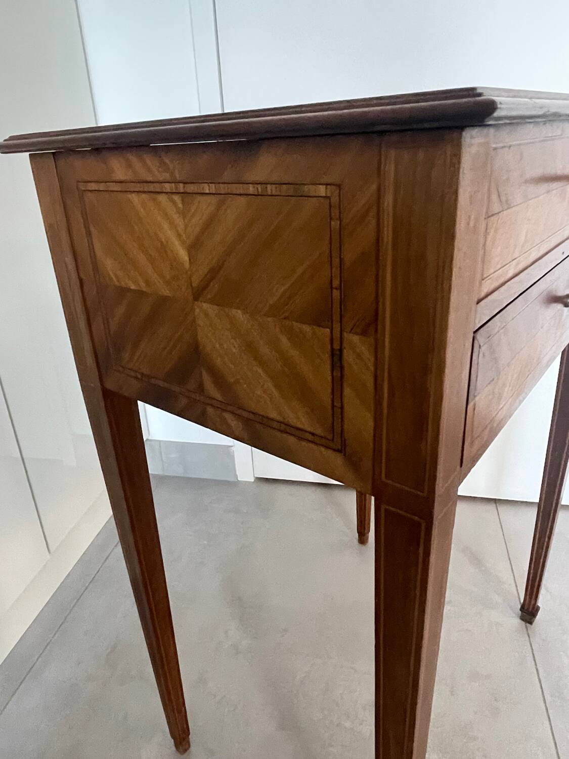 Directoire marquetry console in mahogany
