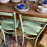 Set of 6 green patinated bistro chairs