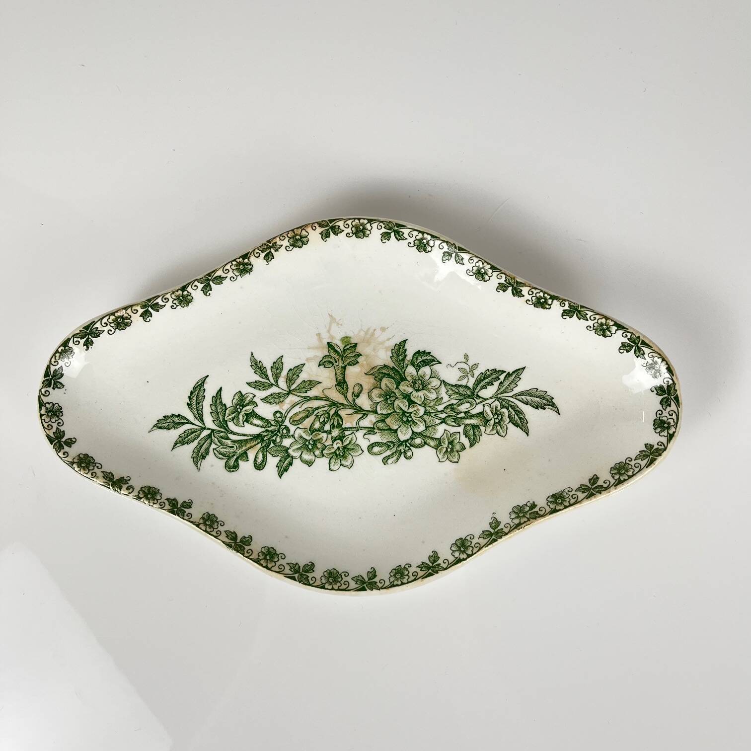 Rare "Denise" Ironstone Ravier by St Amand, green, early 20th century