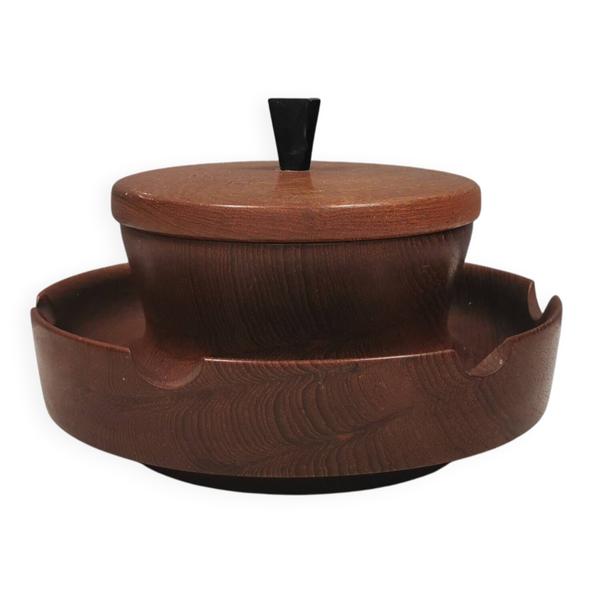 Wooden pipe holder with space to store tobacco in the middle Denmark 1960s