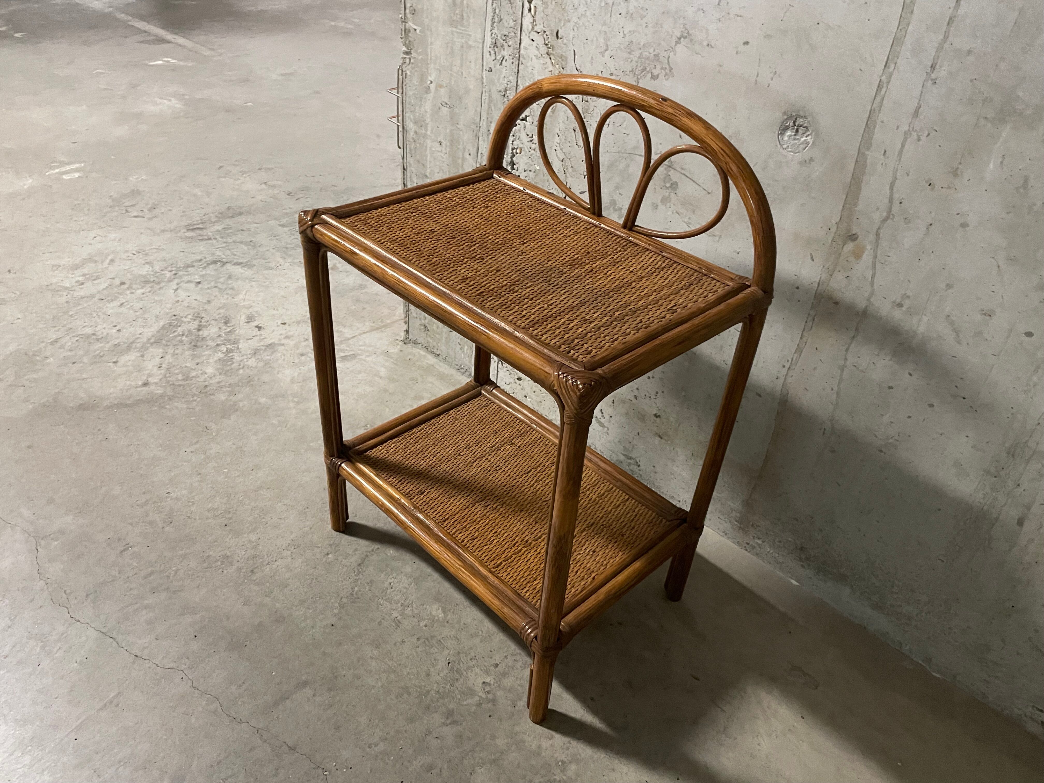 1970s rattan bedside table