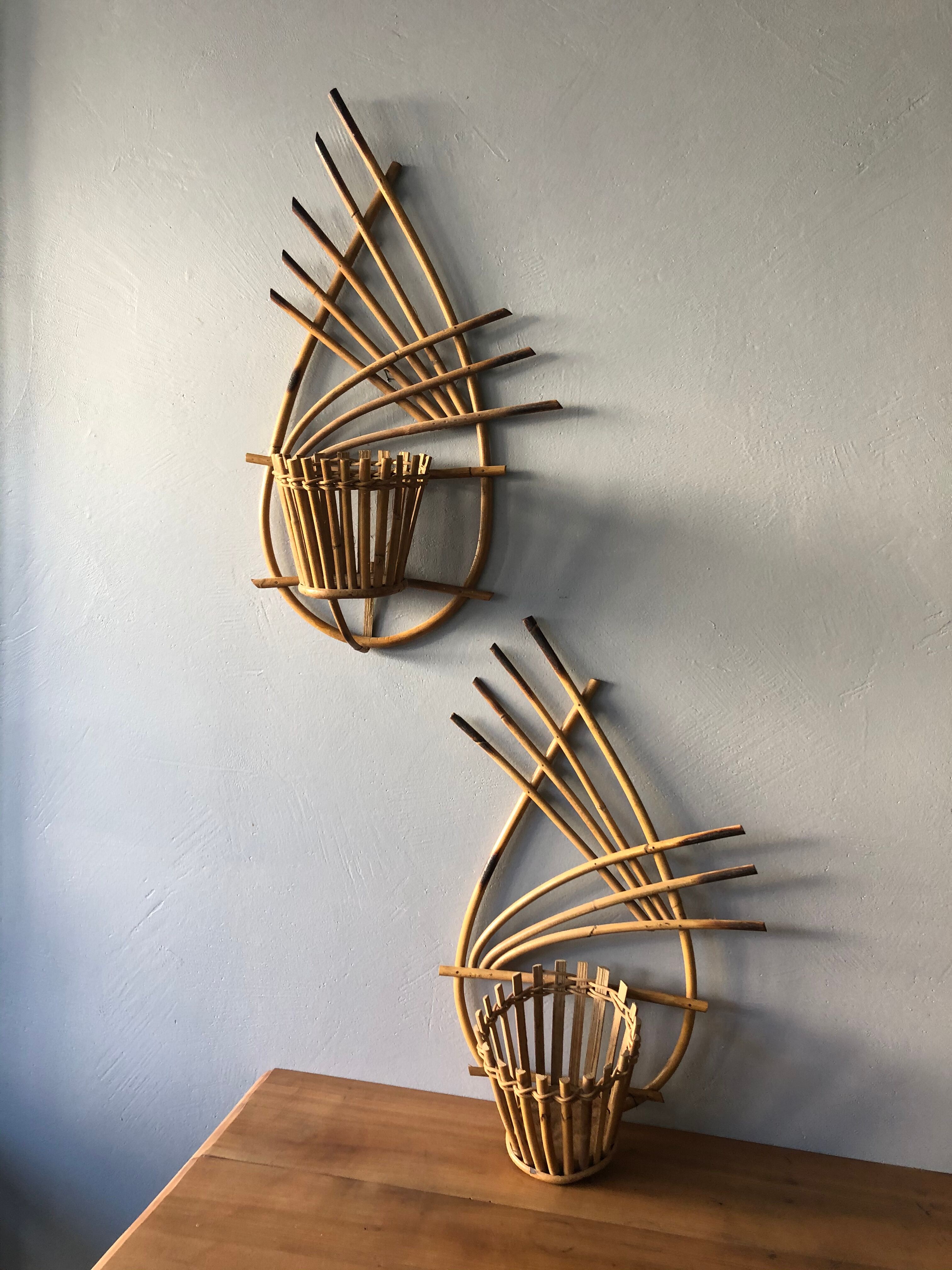 Vintage rattan plant holder