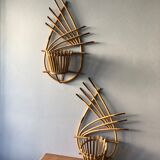 Vintage rattan plant holder