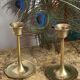 Pair of candlesticks, minimalist design in brass