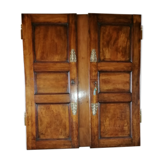 Portes d'armoire ancienne noyer, avec fermeture à crémaillère