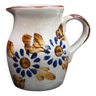 Small stoneware water pot with floral pattern